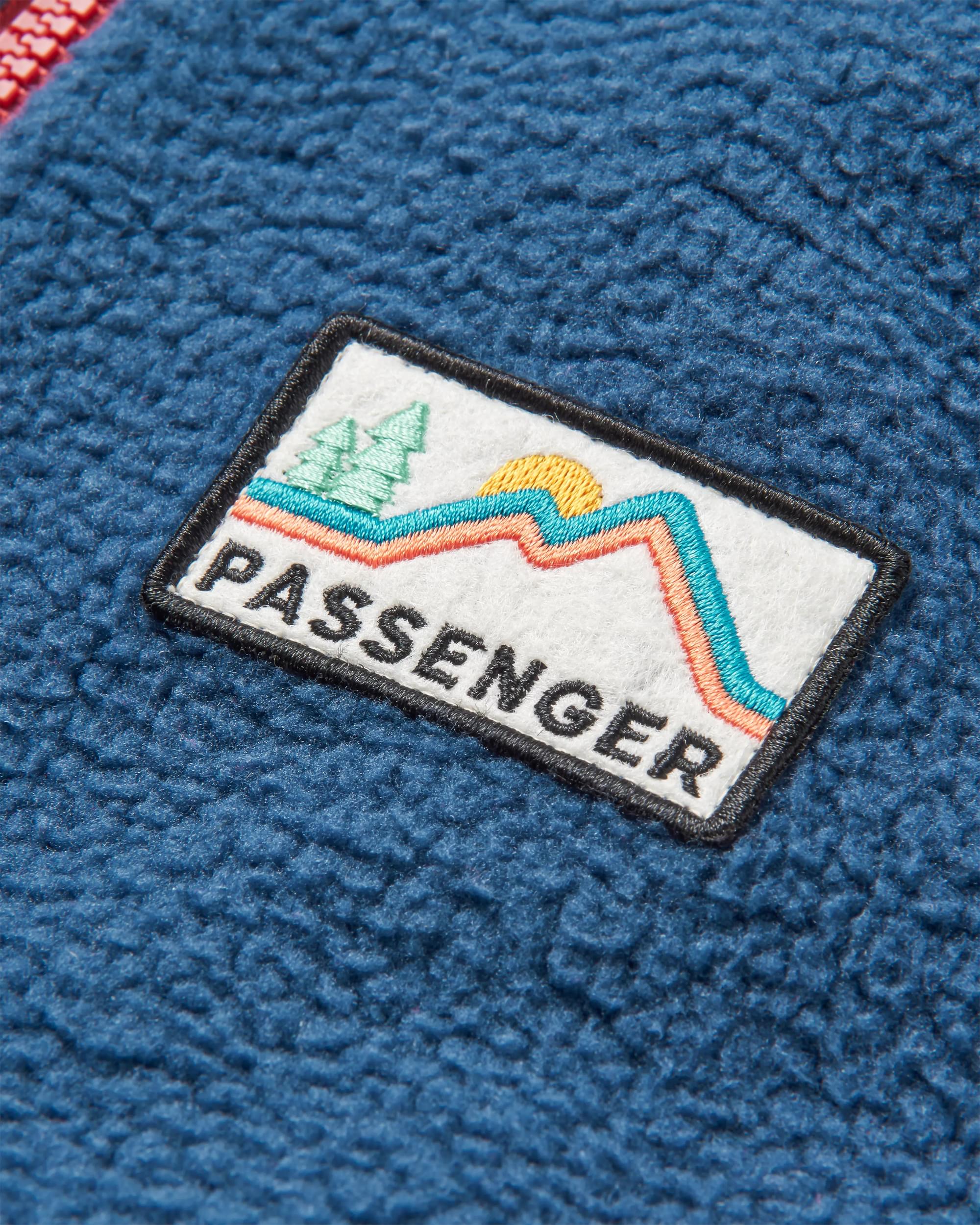 North Coast Full Zip Recycled Sherpa Fleece - Dark Denim - Flatlay