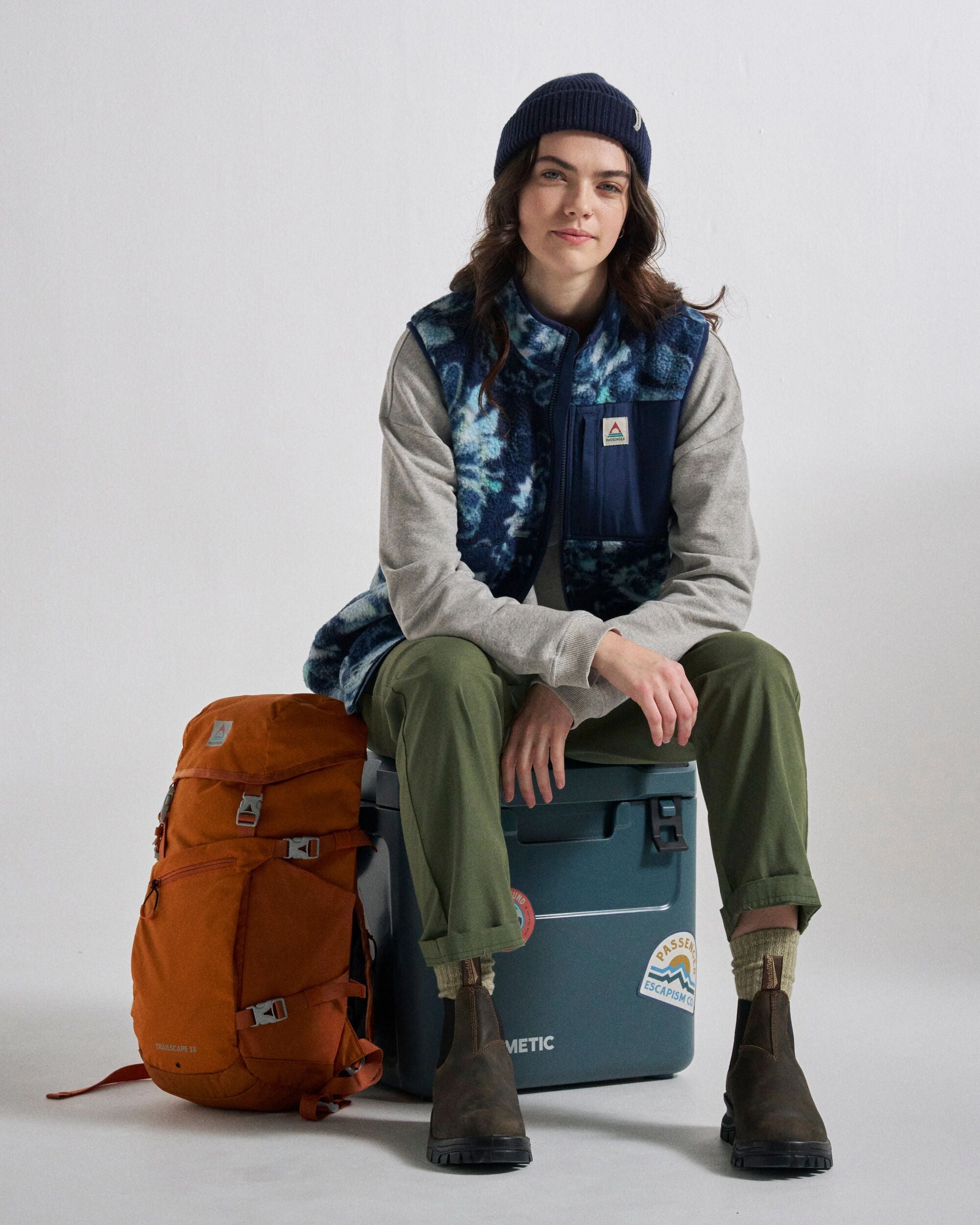 Fairbanks Full Zip Recycled Sherpa Gilet - Frost Rich Navy - Studio Model