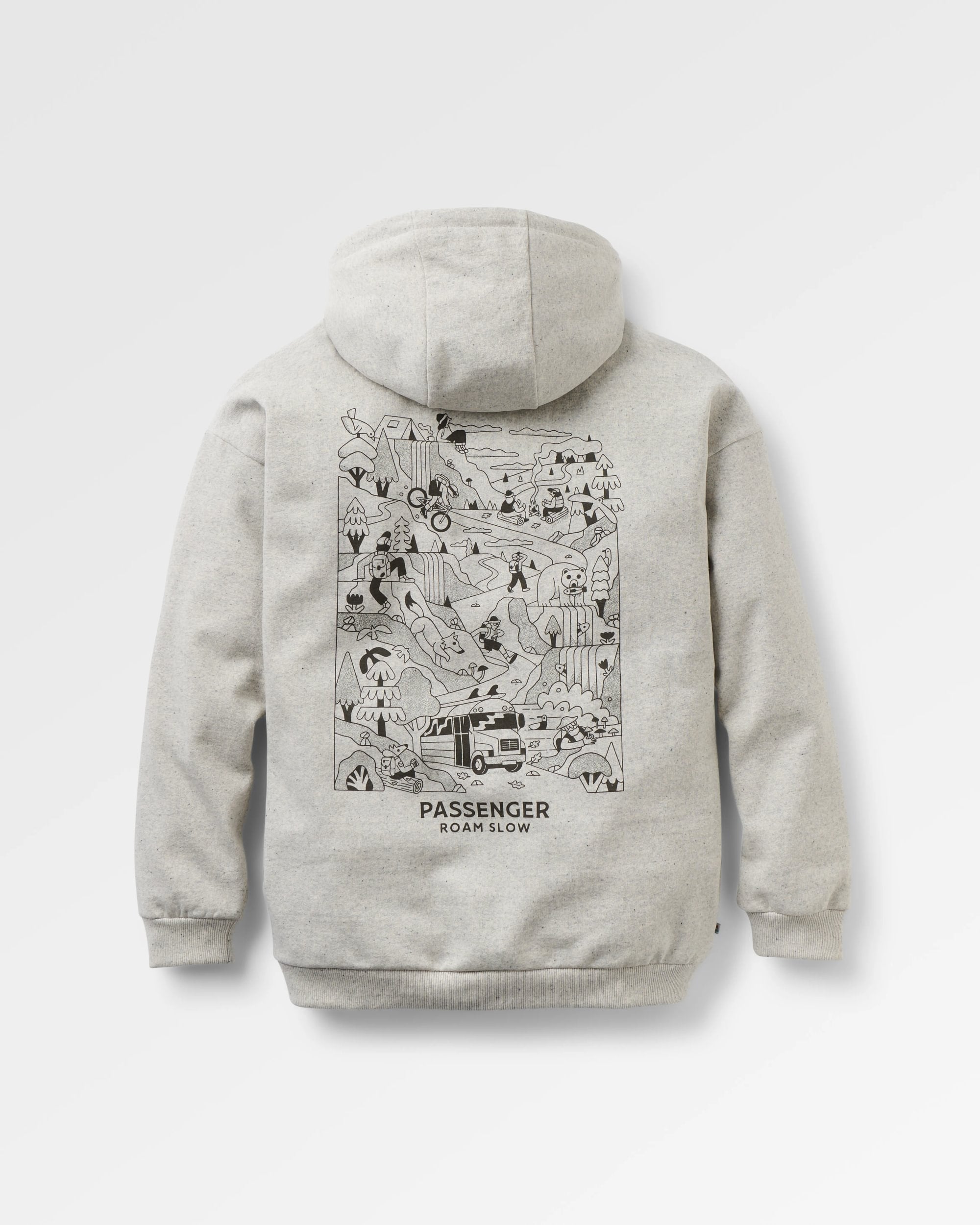 Roam Slow Women's Recycled Cotton Hoodie - Light Grey Marl - Flatlay