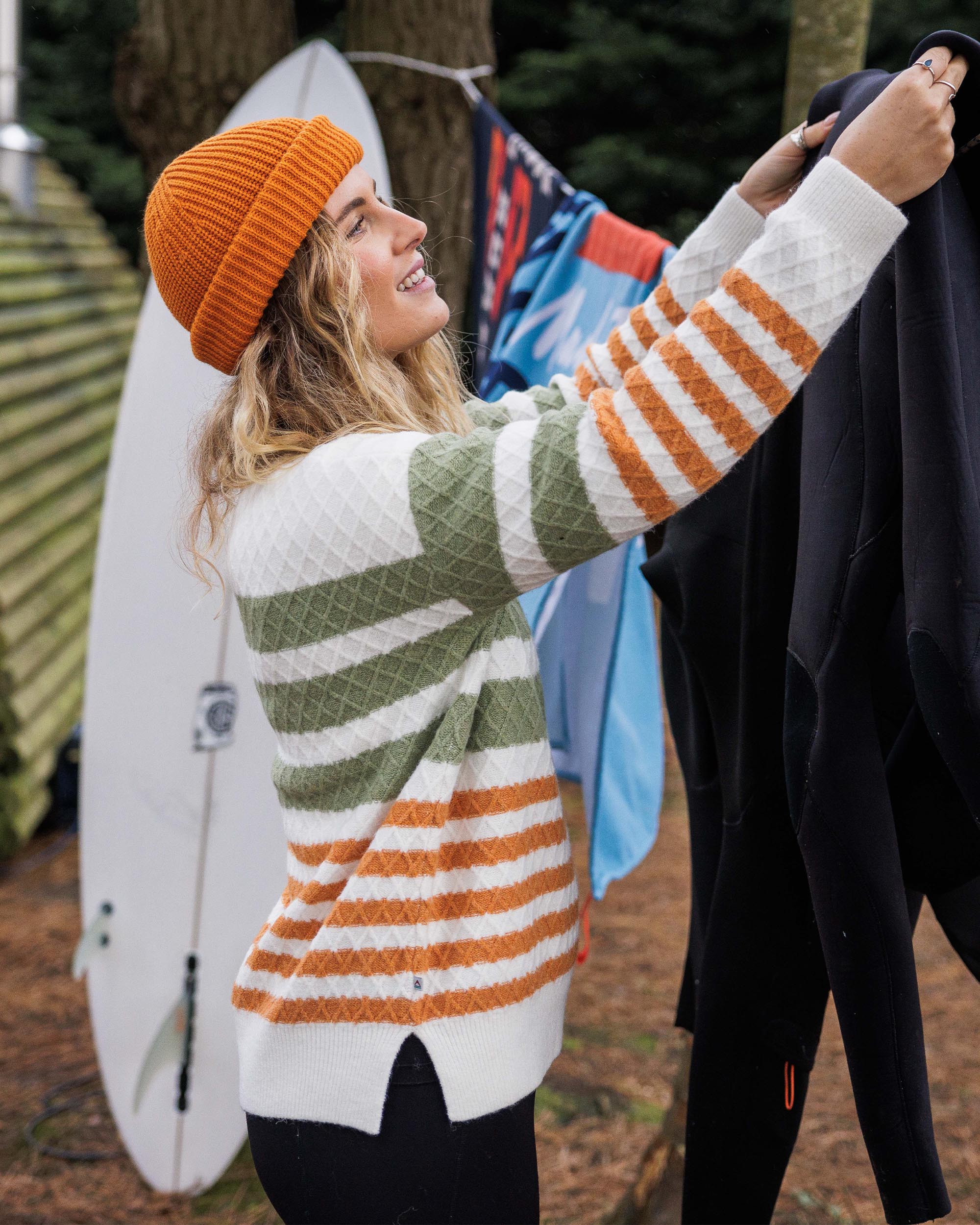 Ramble Recycled Knitted Jumper - Off White - Lifestyle