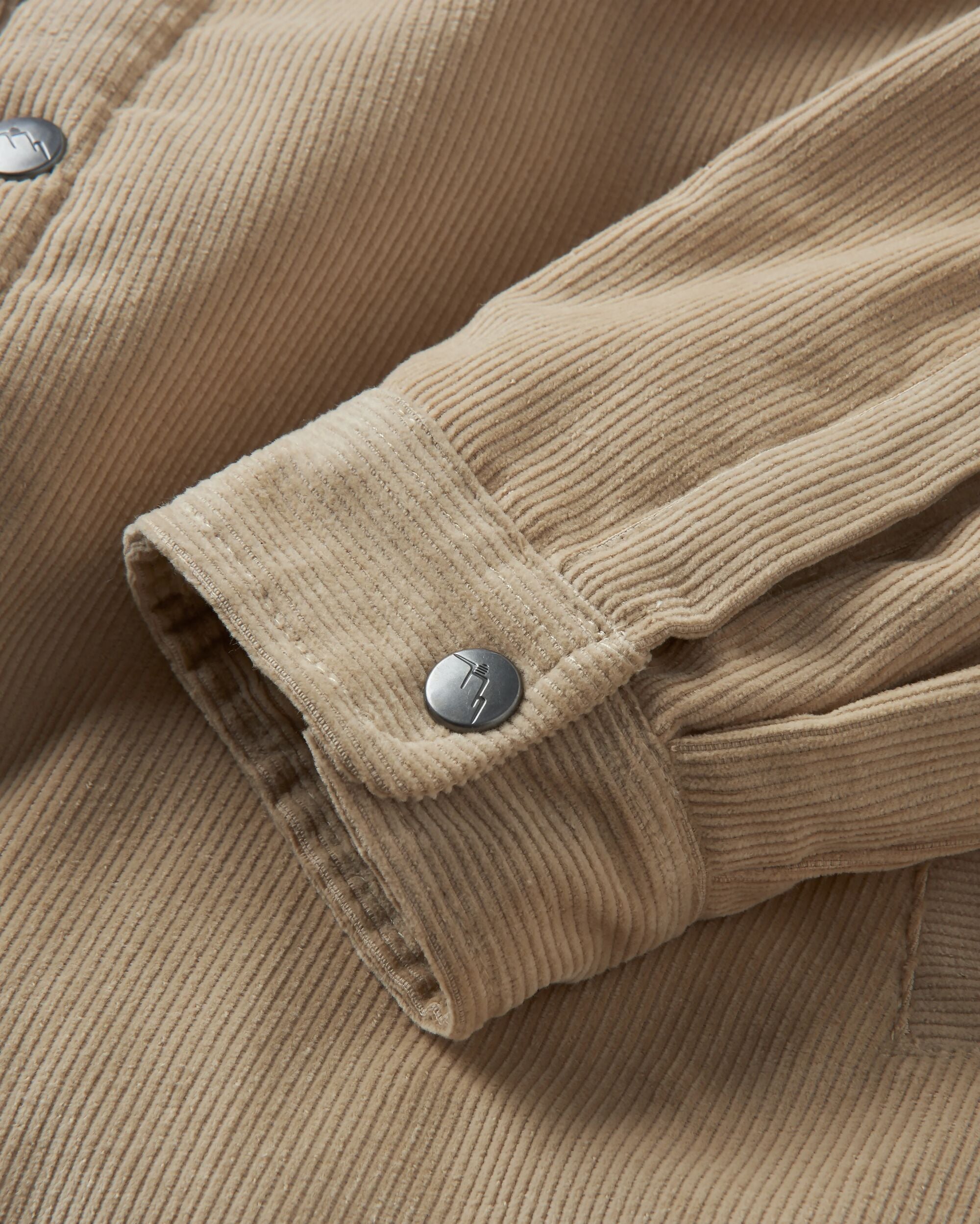 Kodiak Sherpa Lined Cord Overshirt - Stone - Flatlay