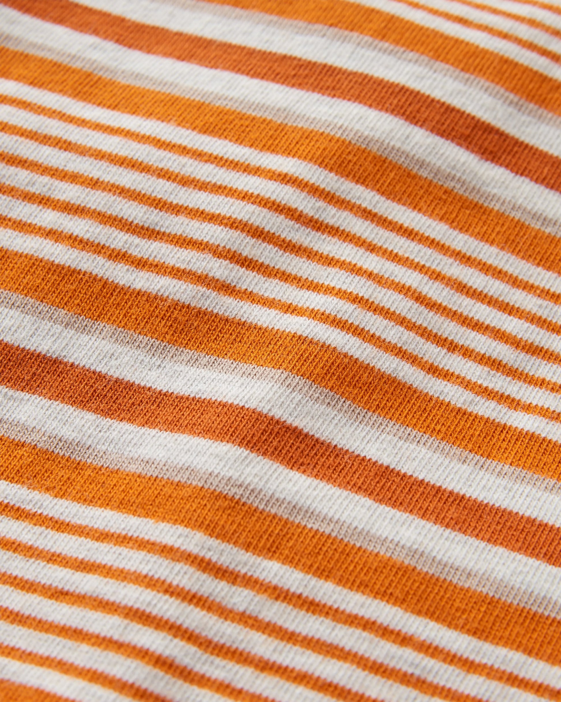 Retro Recycled Cotton Relaxed Fit T-Shirt - Sunrise Orange Stripe - Flatlay
