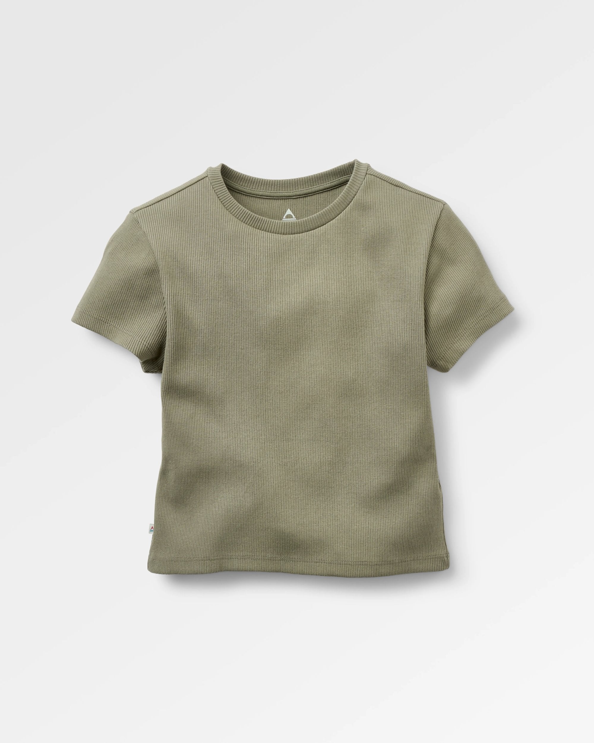 Out There Ribbed T-Shirt - Dusty Olive - Flatlay