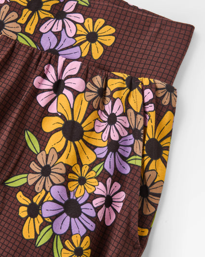 Day Dream Trouser - Floral Grid Espresso - Flatlay
