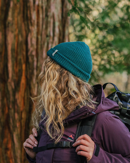 Compass Recycled Beanie - Shaded Spruce - Lifestyle - Female