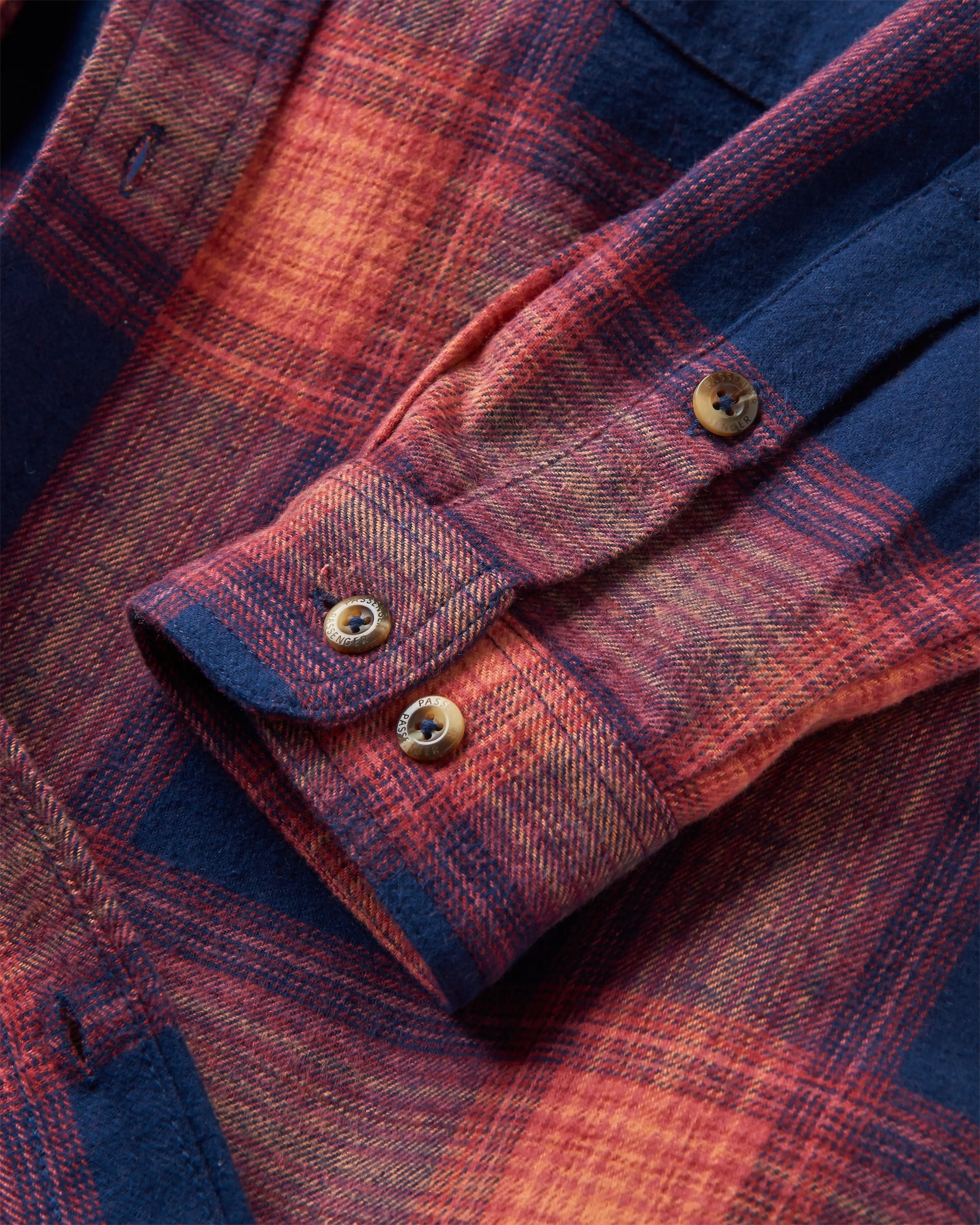 Backcountry Check Shirt - Rich Navy/ Red Ochre Check - Flatlay
