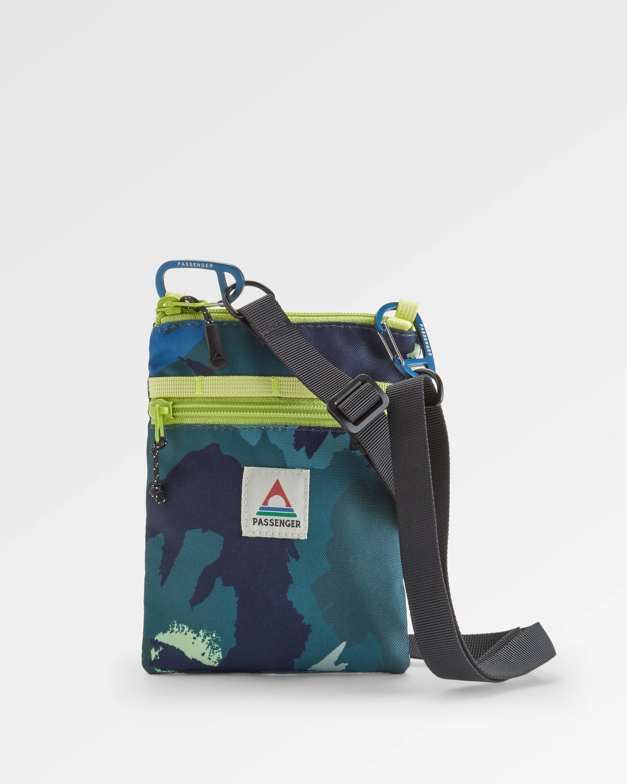 Journey Recycled Crossbody Bag - Alpine Camo Rain Forest - Flatlay