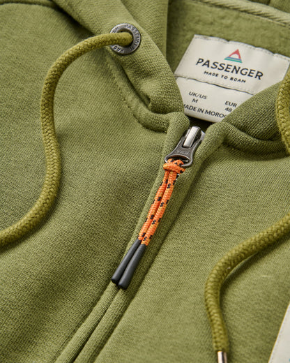 Heritage Full Zip Recycled Cotton Hoodie - Khaki - Flatlay