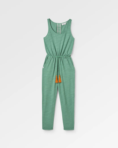 Eva Recycled Cotton Jumpsuit - Dark Ivy - Flatlay
