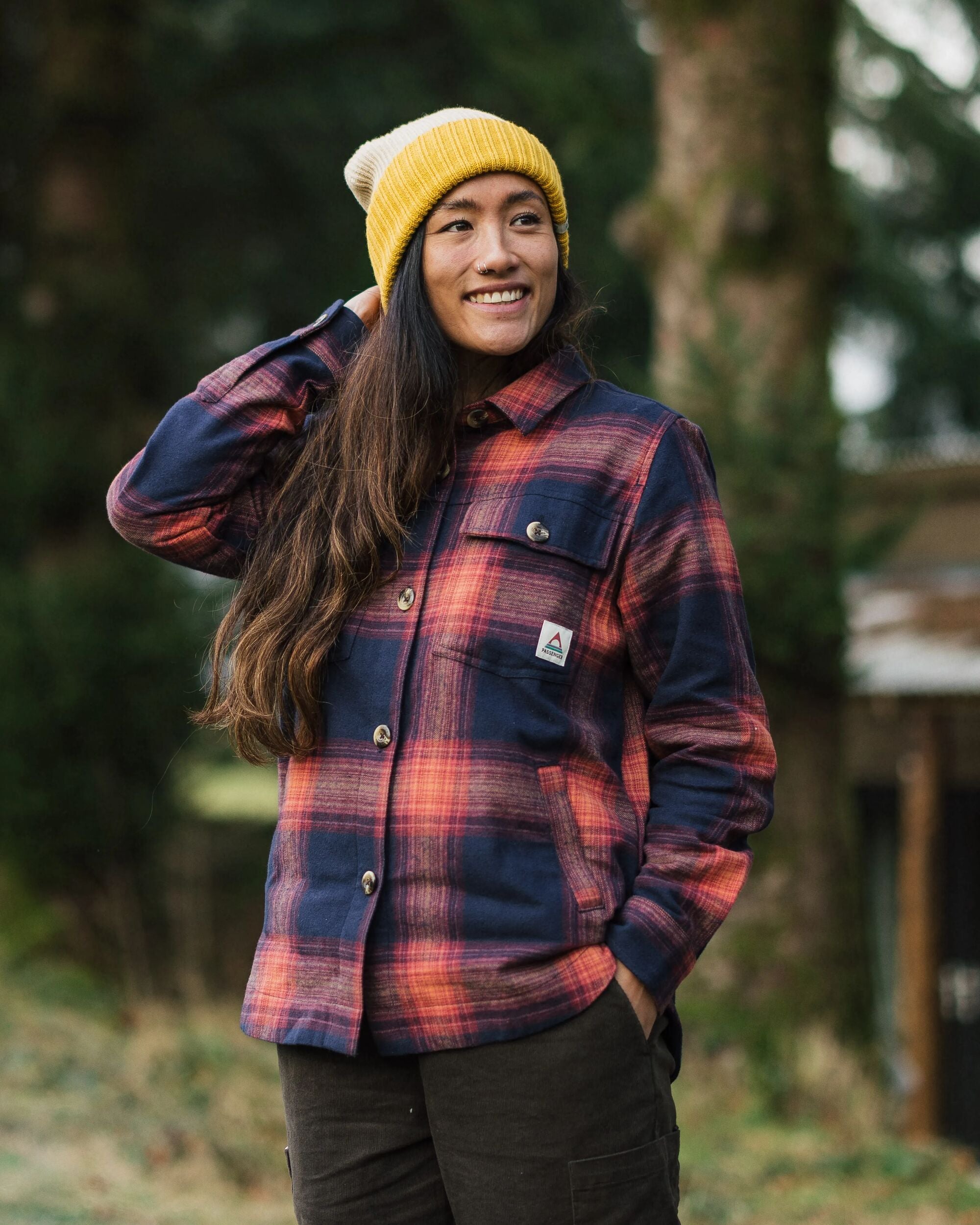 Stella Organic Cotton LS Shirt - Rich Navy/ Red Ochre Check - Lifestyle