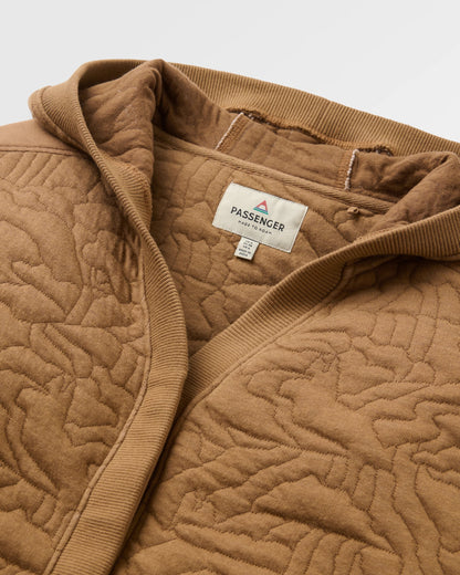 Seagrass Organic Cotton Quilted Hoodie - Caramel - Flatlay