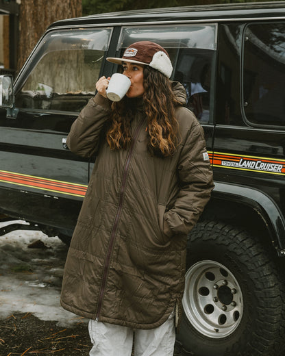 Flora Recycled Sherpa Lined Parka - Coffee - Lifestyle