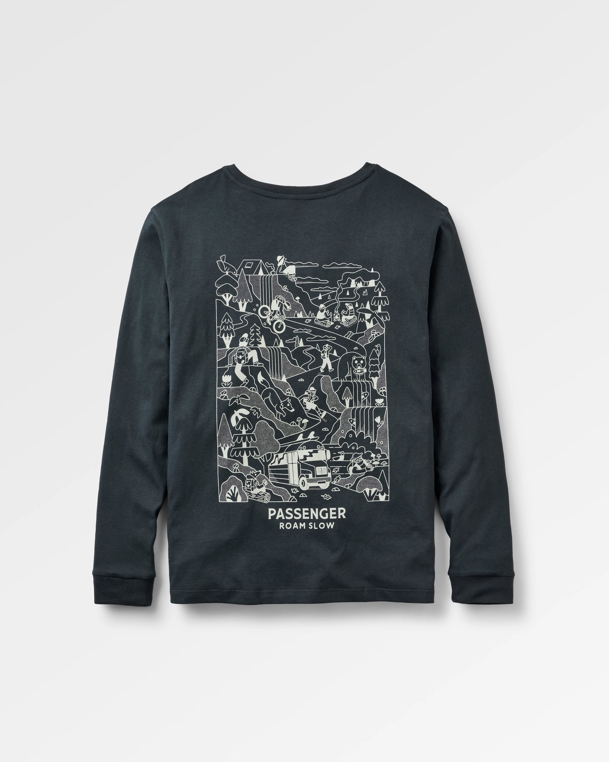 Roam Slow Women's Recycled Cotton LS T-Shirt - Black - Flatlay