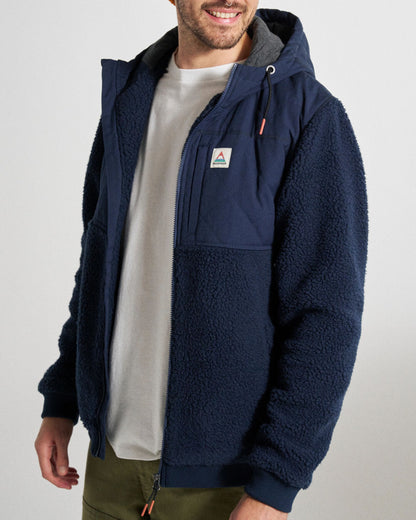 Adventure Recycled Deep-Pile Sherpa Fleece - Rich Navy - Studio Model