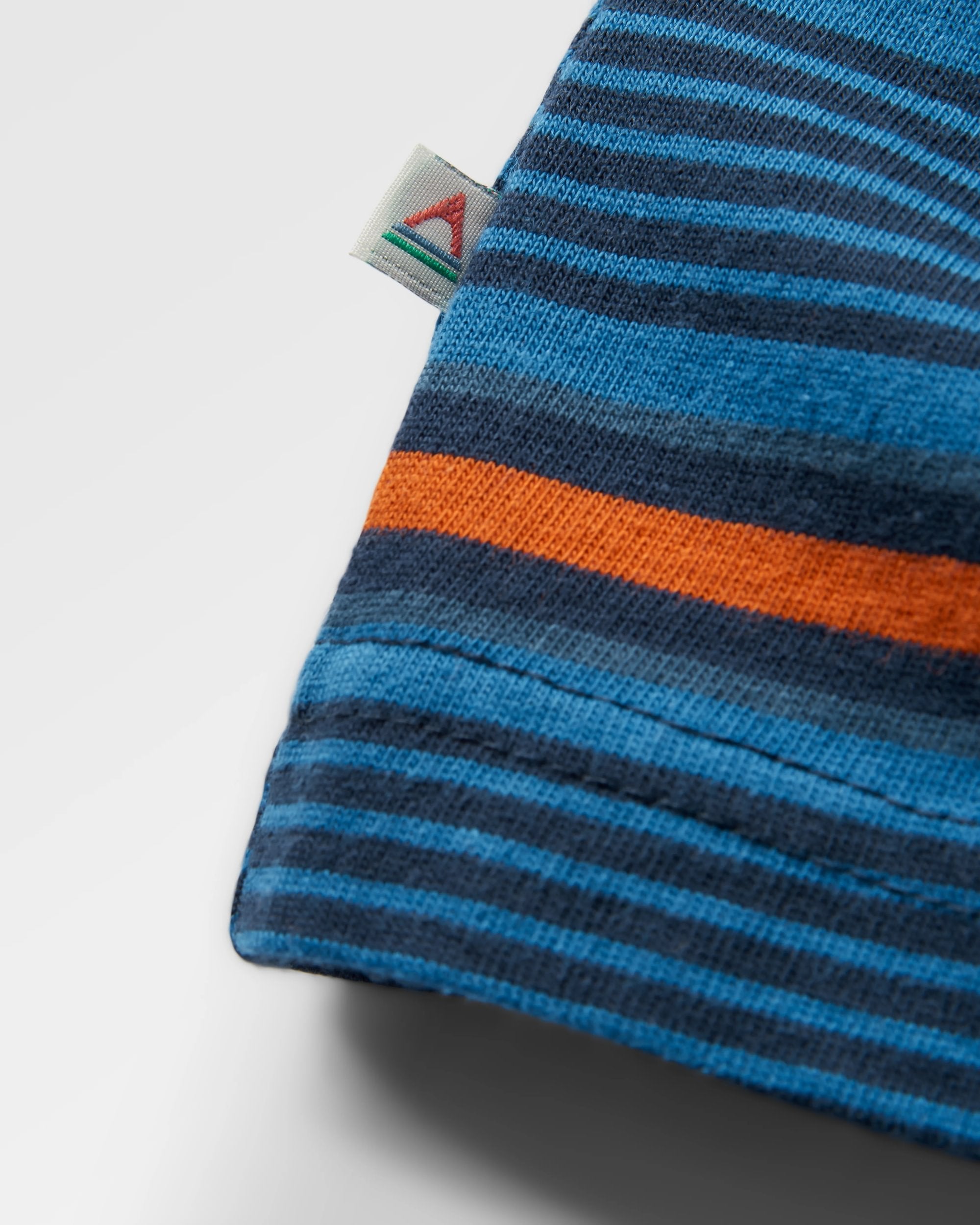 Retro Relaxed Fit T-Shirt - Azure Blue Multi Stripe - Flatlay