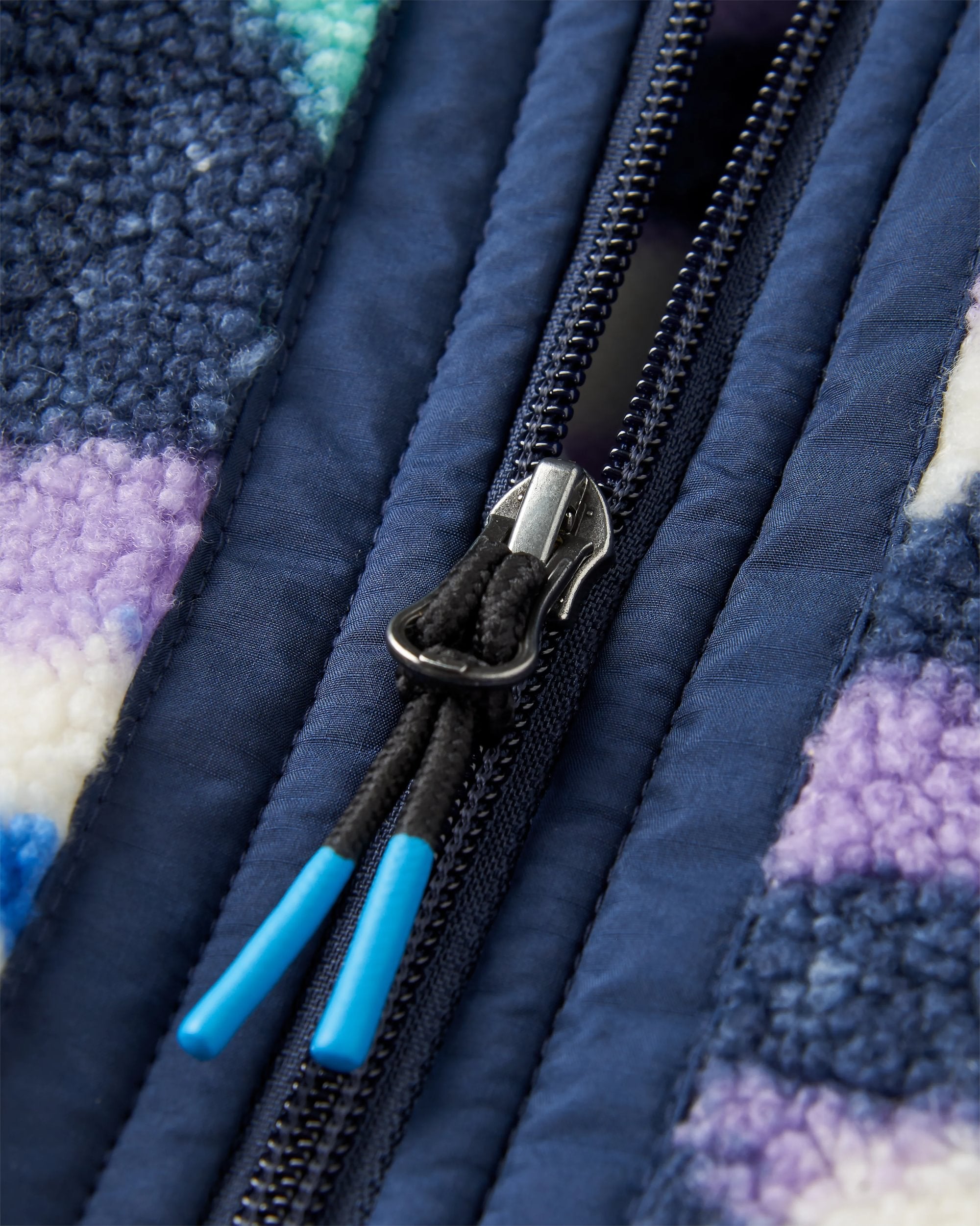 Lucia Recycled Sherpa Fleece - Mountain Foliage Purple - Flatlay