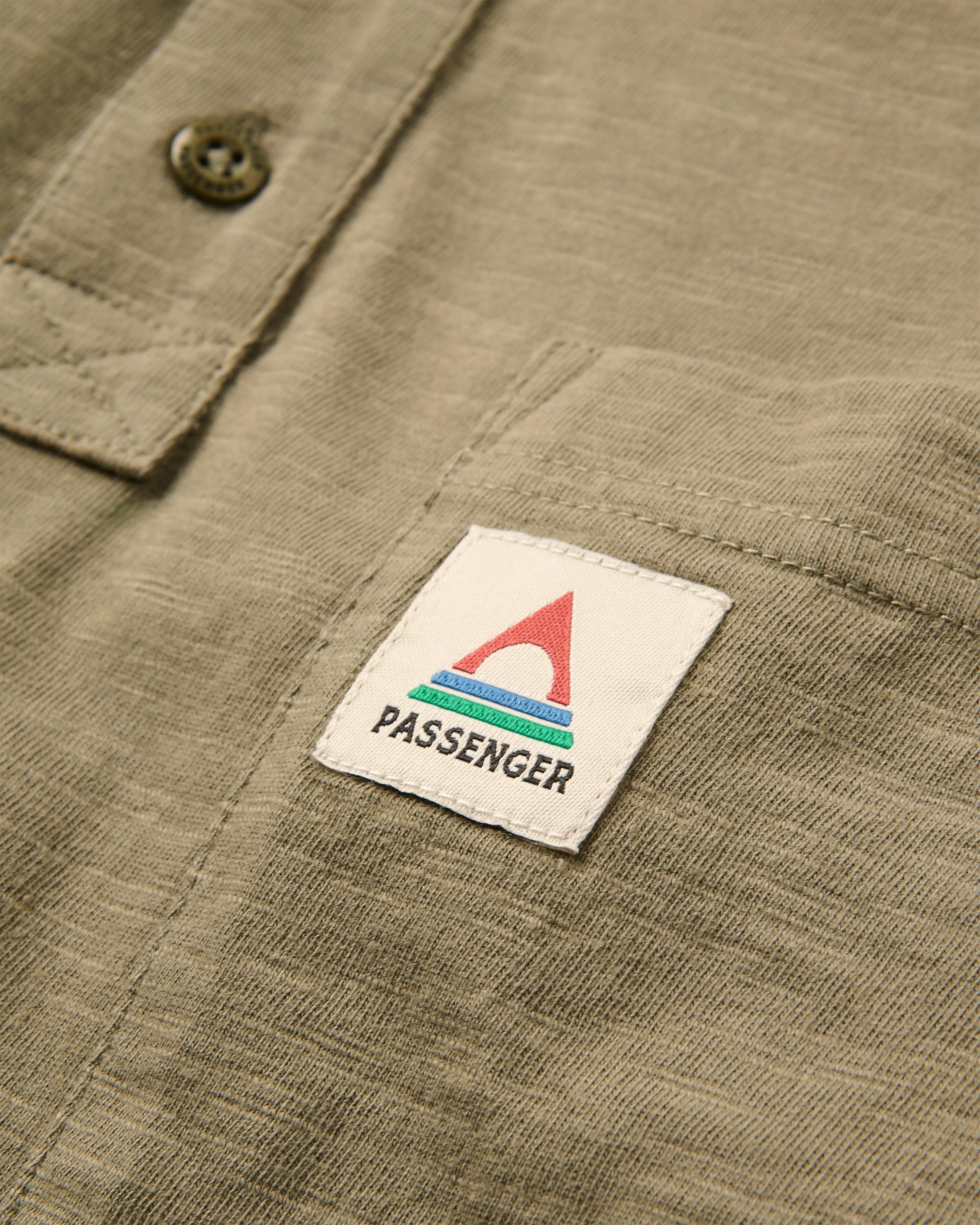 Headland LS Slub Henley - Dusty Olive - Flatlay