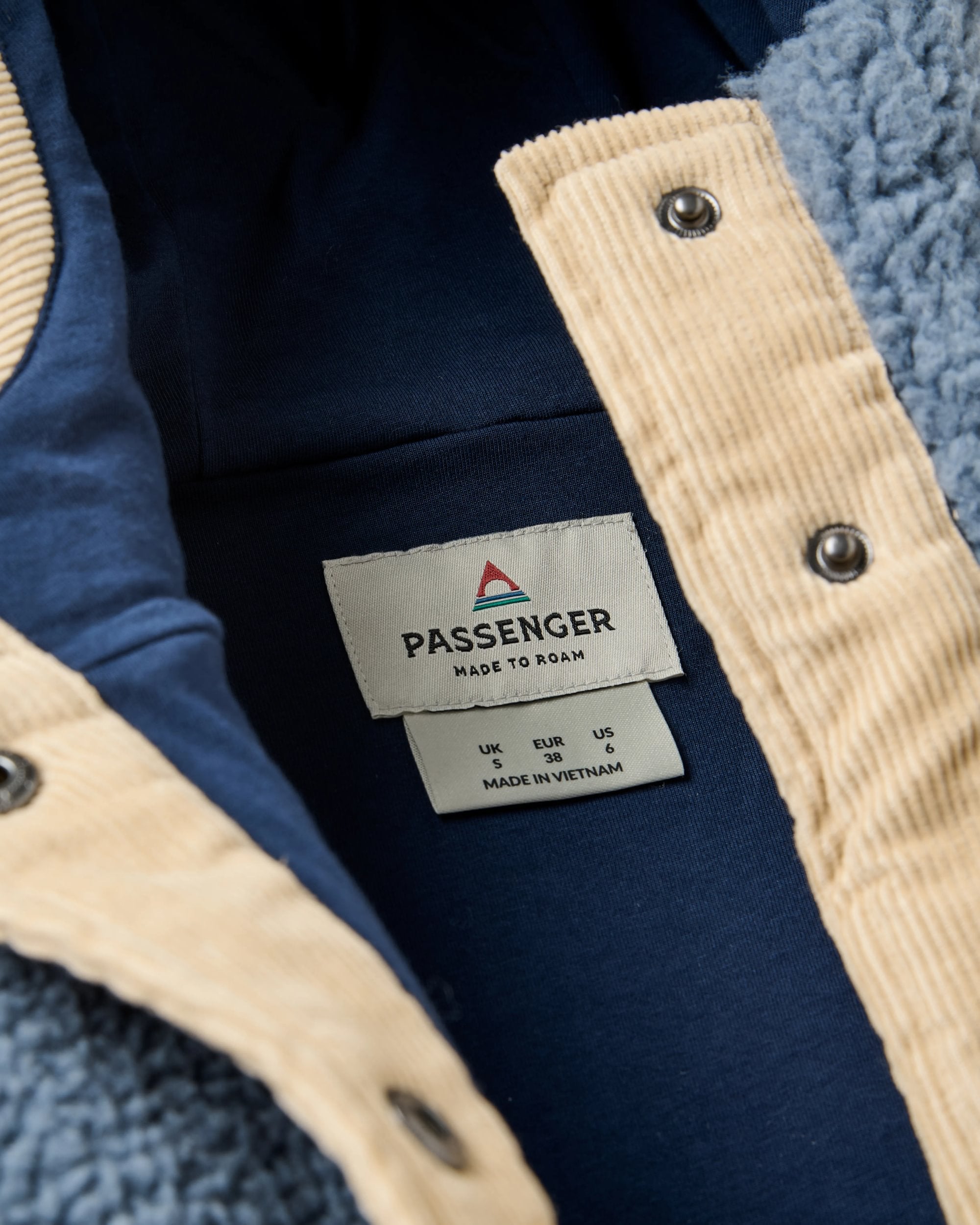 Clover Recycled Sherpa Hooded Fleece - Stormy Blue  - Flatlay