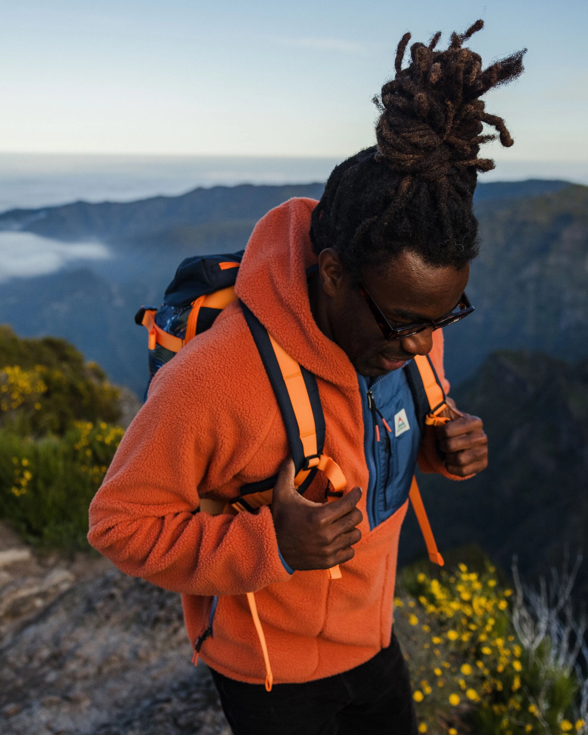 Ventura 1/2 Zip Recycled Sherpa Fleece - Baked Clay - Lifestyle