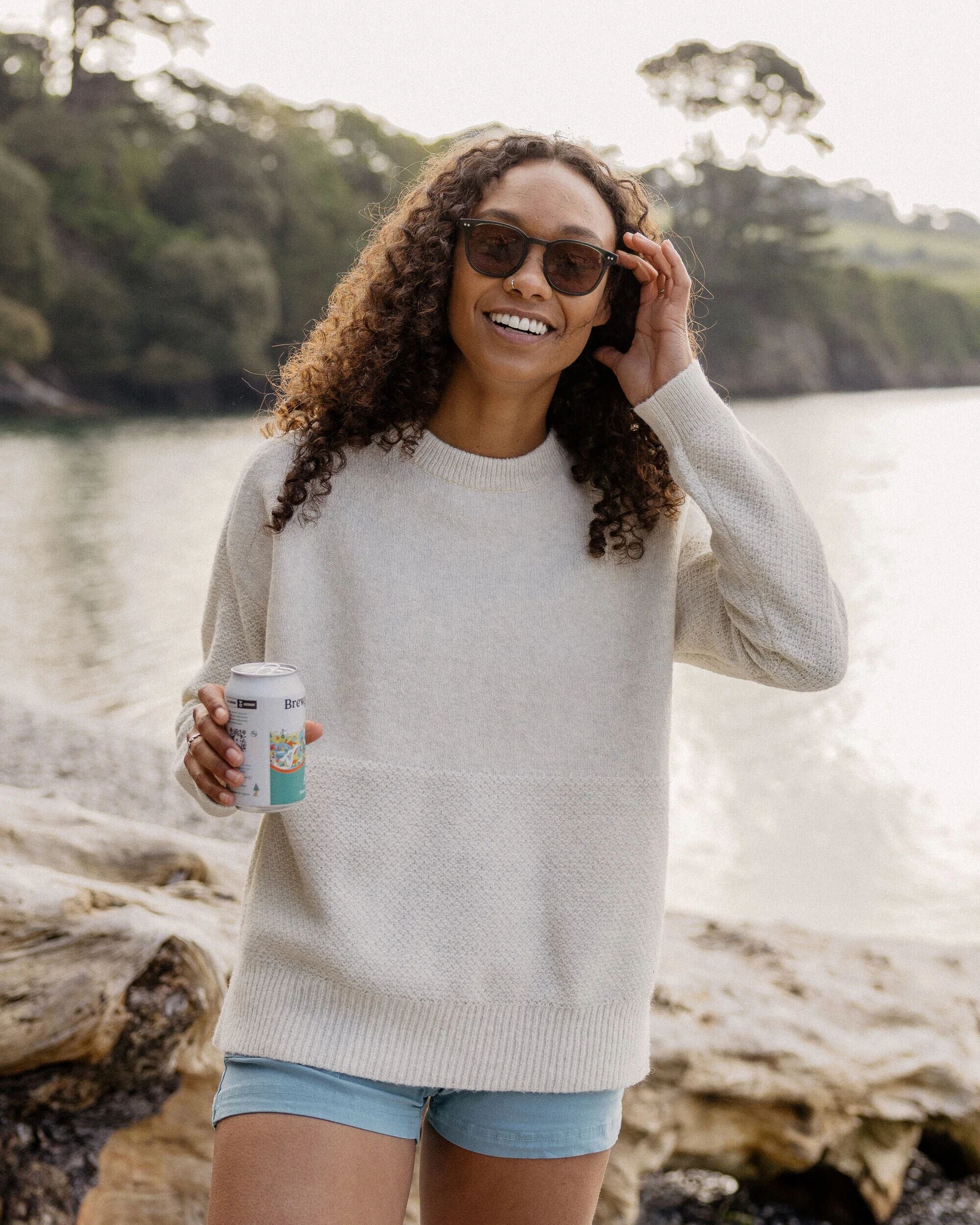 Cove Organic Cotton Knitted Jumper - Off White - Lifestyle