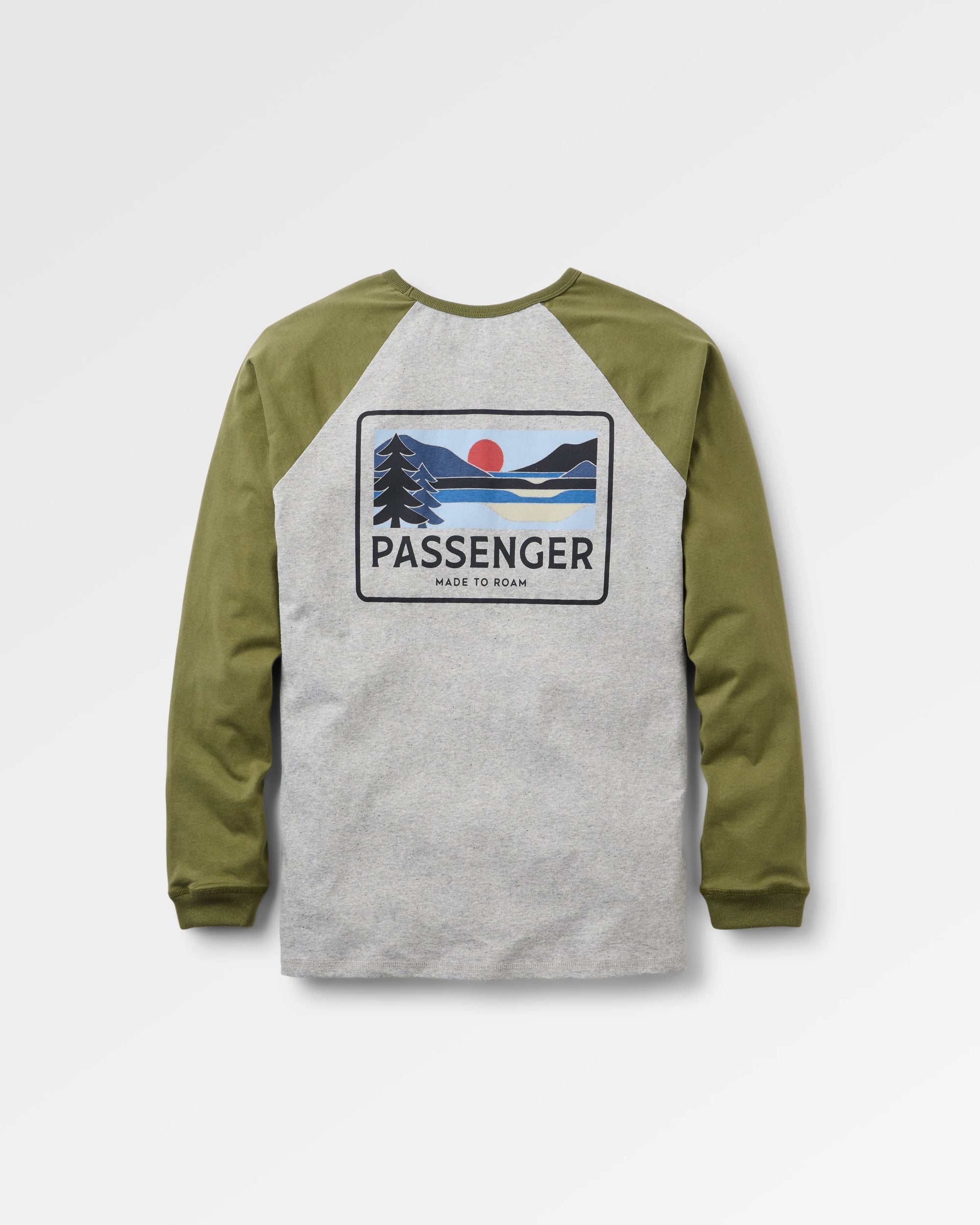 Roamer Raglan LS T-Shirt - Khaki/Grey Marl - Flatlay