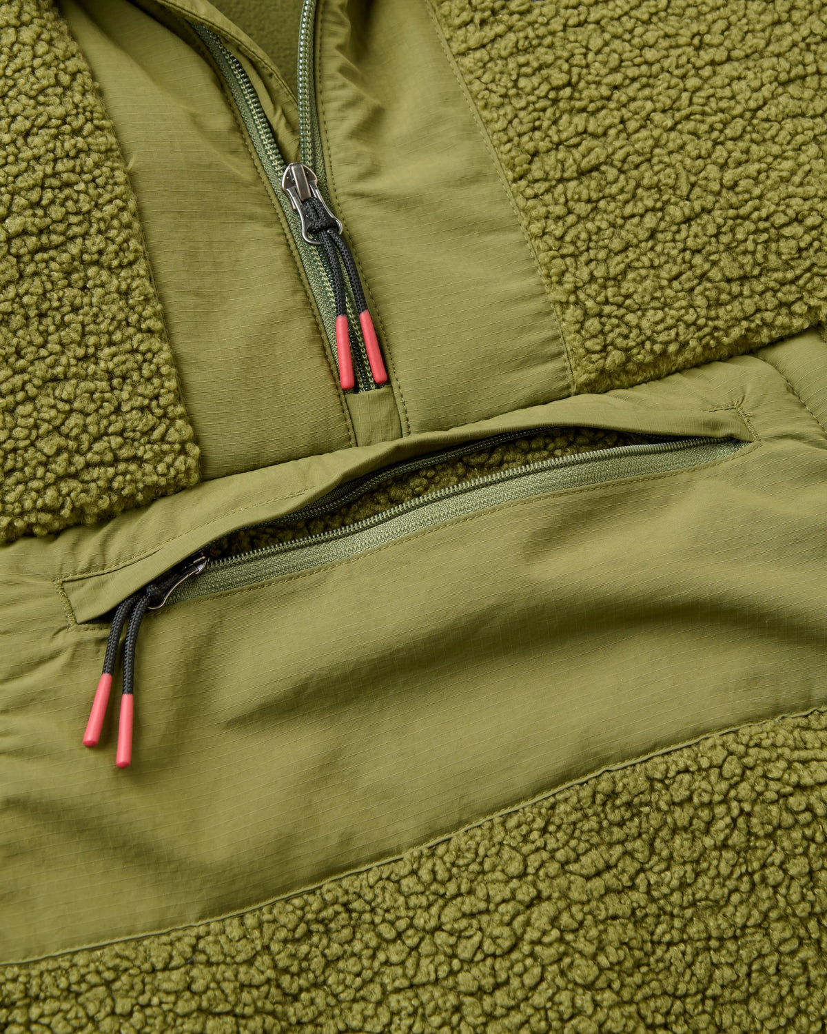 Woodland 1/2 Zip Sherpa Fleece - Khaki - Flatlay