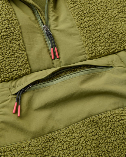 Woodland 1/2 Zip Sherpa Fleece - Khaki - Flatlay