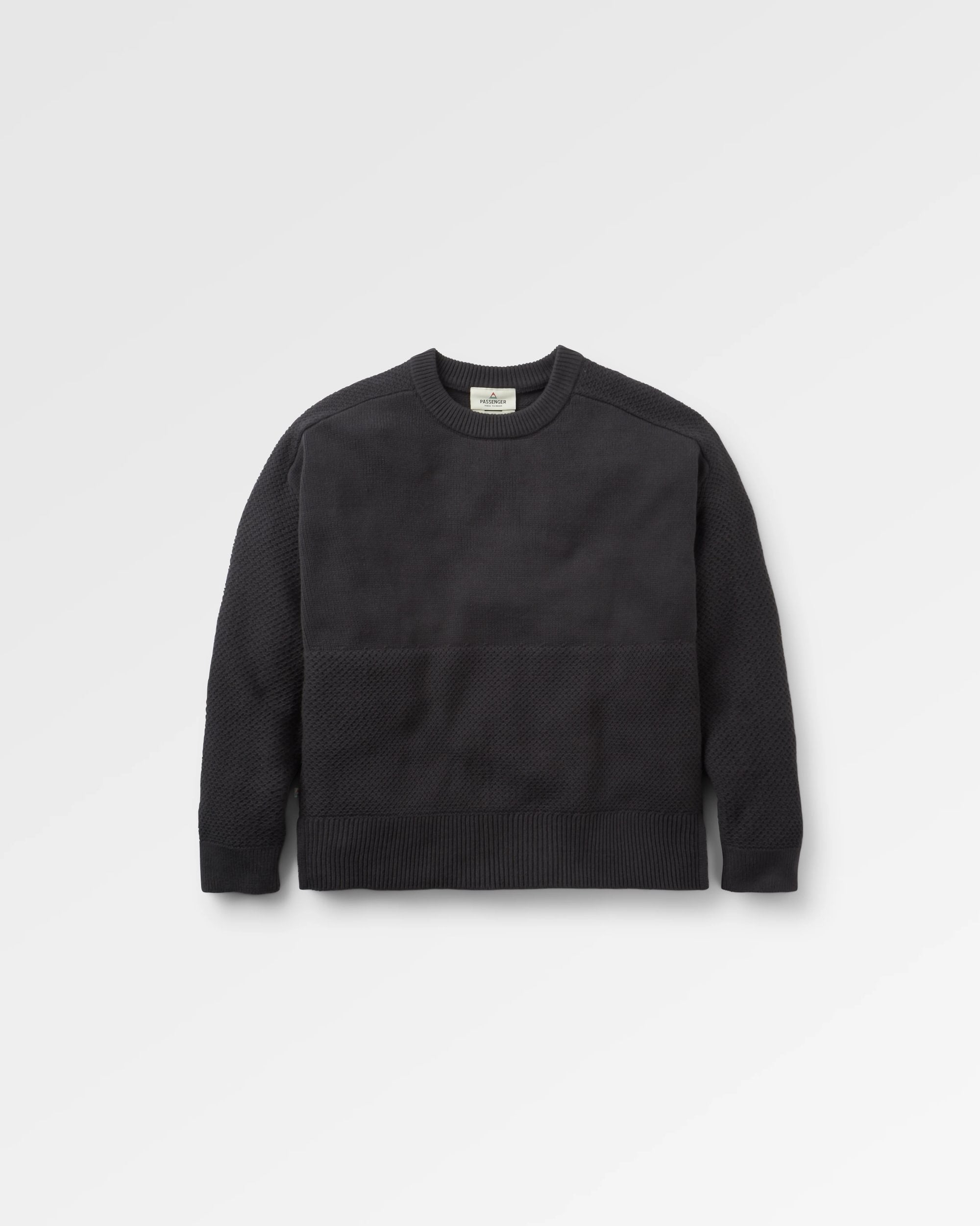 Cove Organic Cotton Knitted Jumper - Black - Flatlay