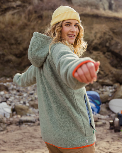 North Coast Full Zip Recycled Sherpa Fleece - Pistachio - Lifestyle