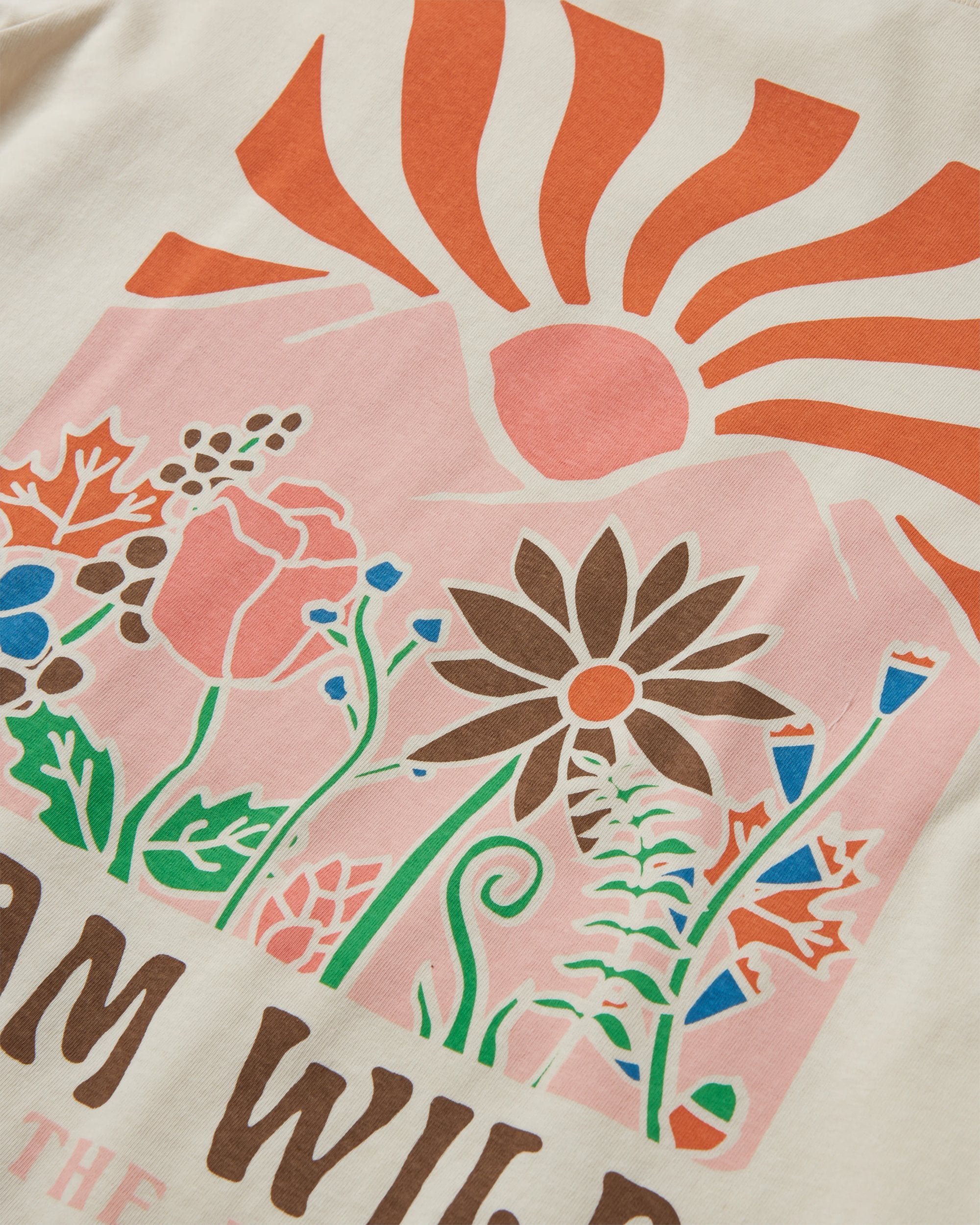 Roam Wild Recycled Cotton Oversized LS T-Shirt - Birch - Flatlay