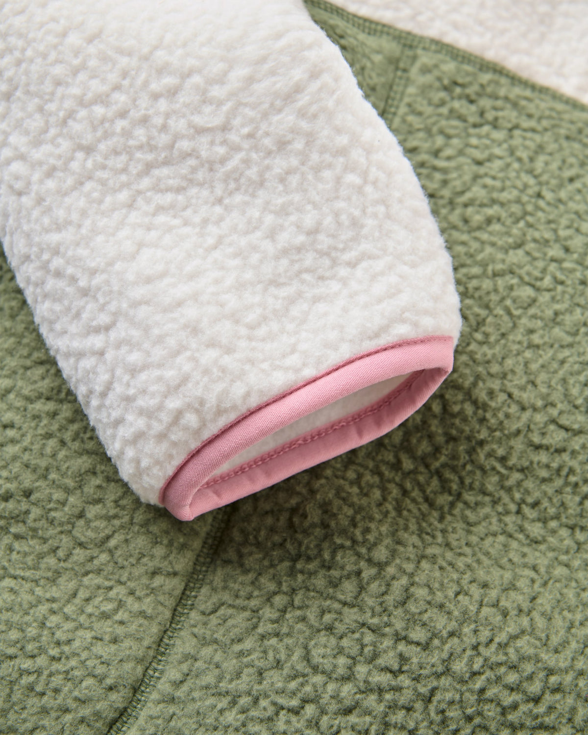 Home Sherpa Fleece - Dusty Olive/White Sand - Flatlay