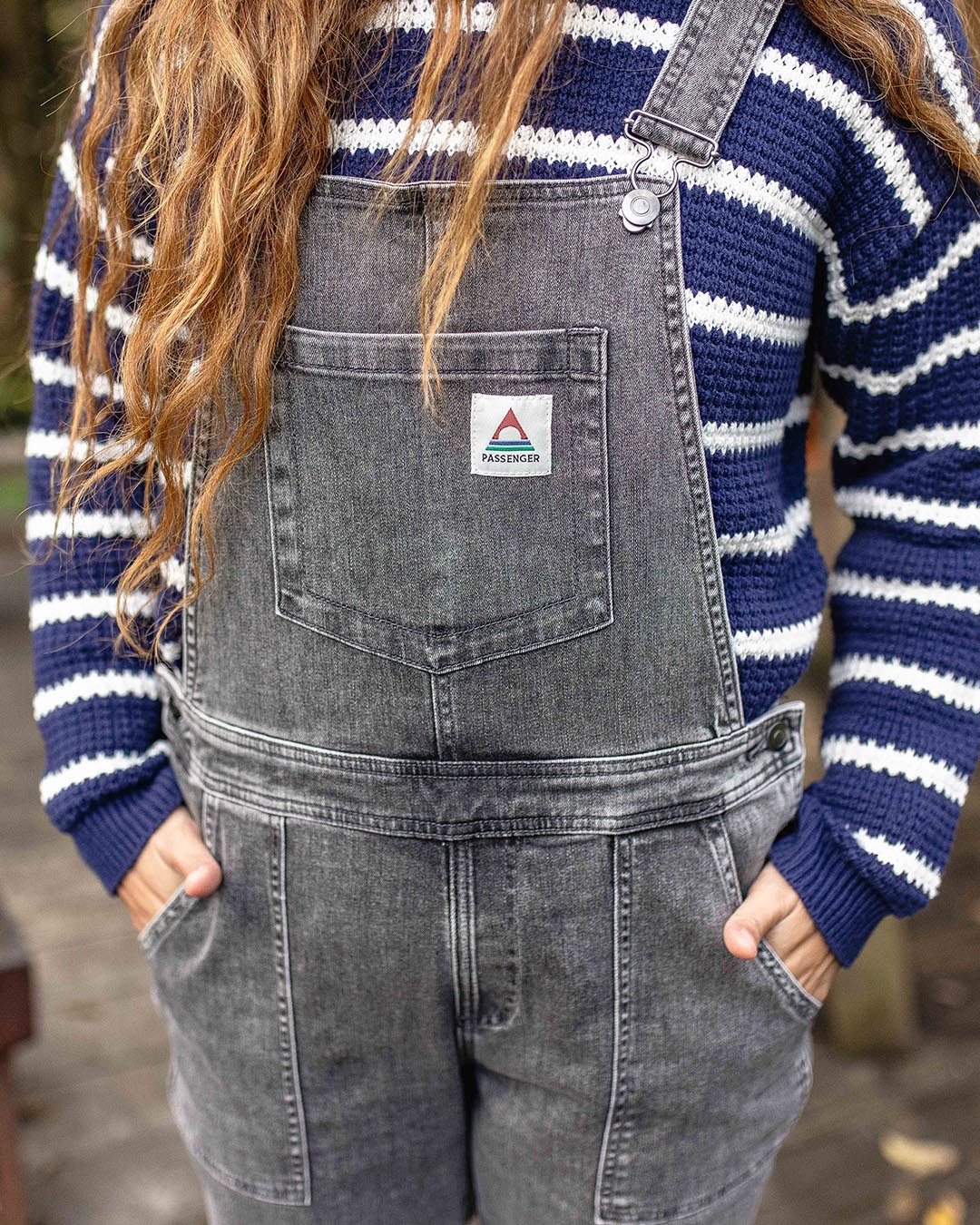 Roamist Organic Cotton Dungarees - Washed Black Denim