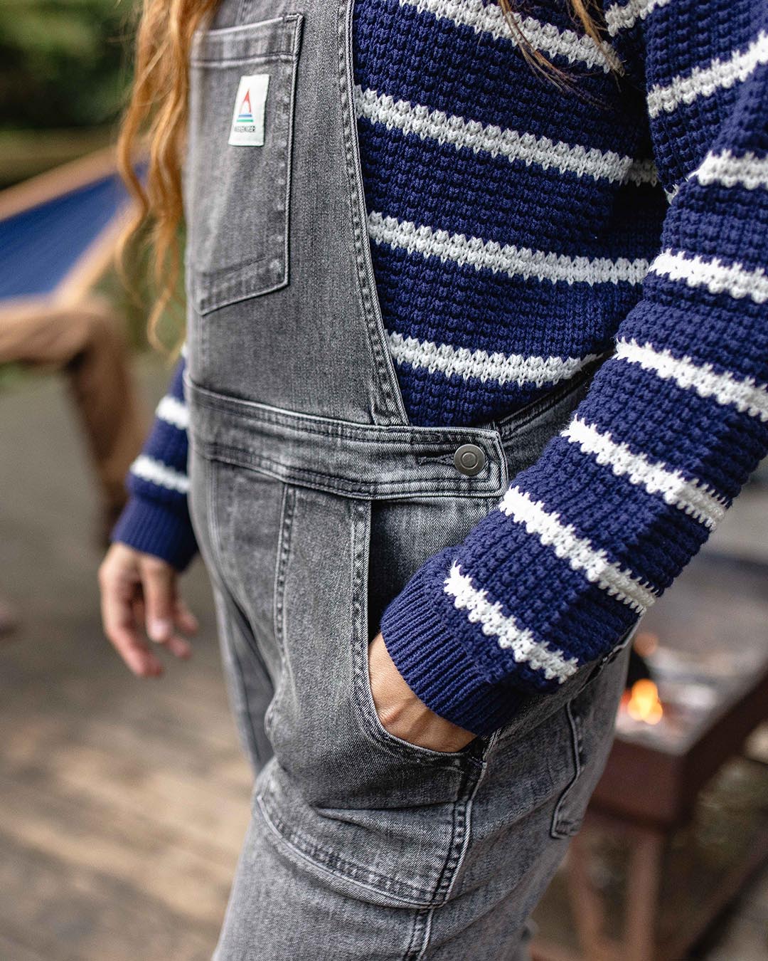 Roamist Organic Cotton Dungarees - Washed Black Denim