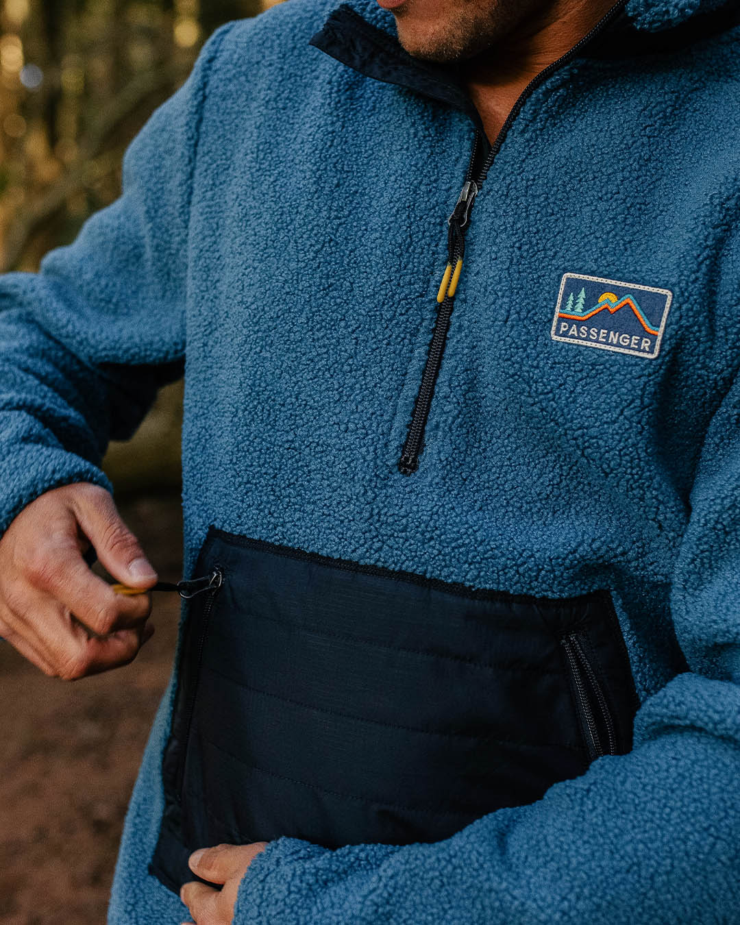 Oceanside Recycled Sherpa 1/2 Zip Fleece - Blue Steel