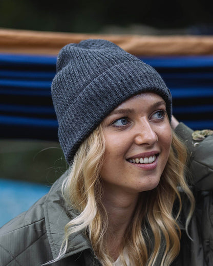 Womens_Compass Recycled Acrylic Beanie - Charcoal