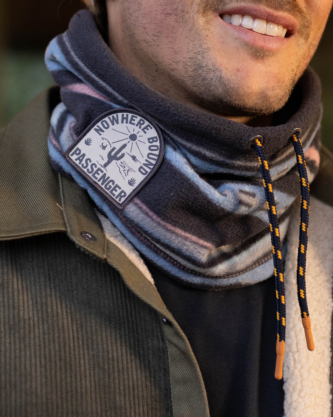 Tor Recycled Polar Fleece Snood - Deep Navy Vintage Geo