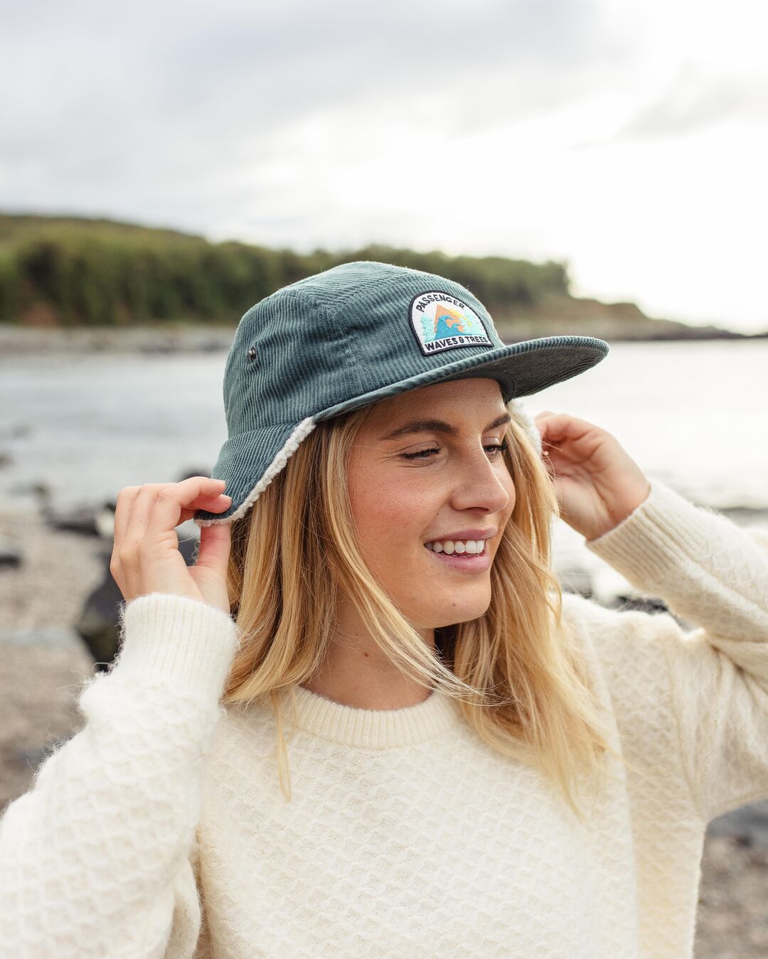 Womens_Daytime Recycled Cord Sherpa Lined Hat - Deep Ocean