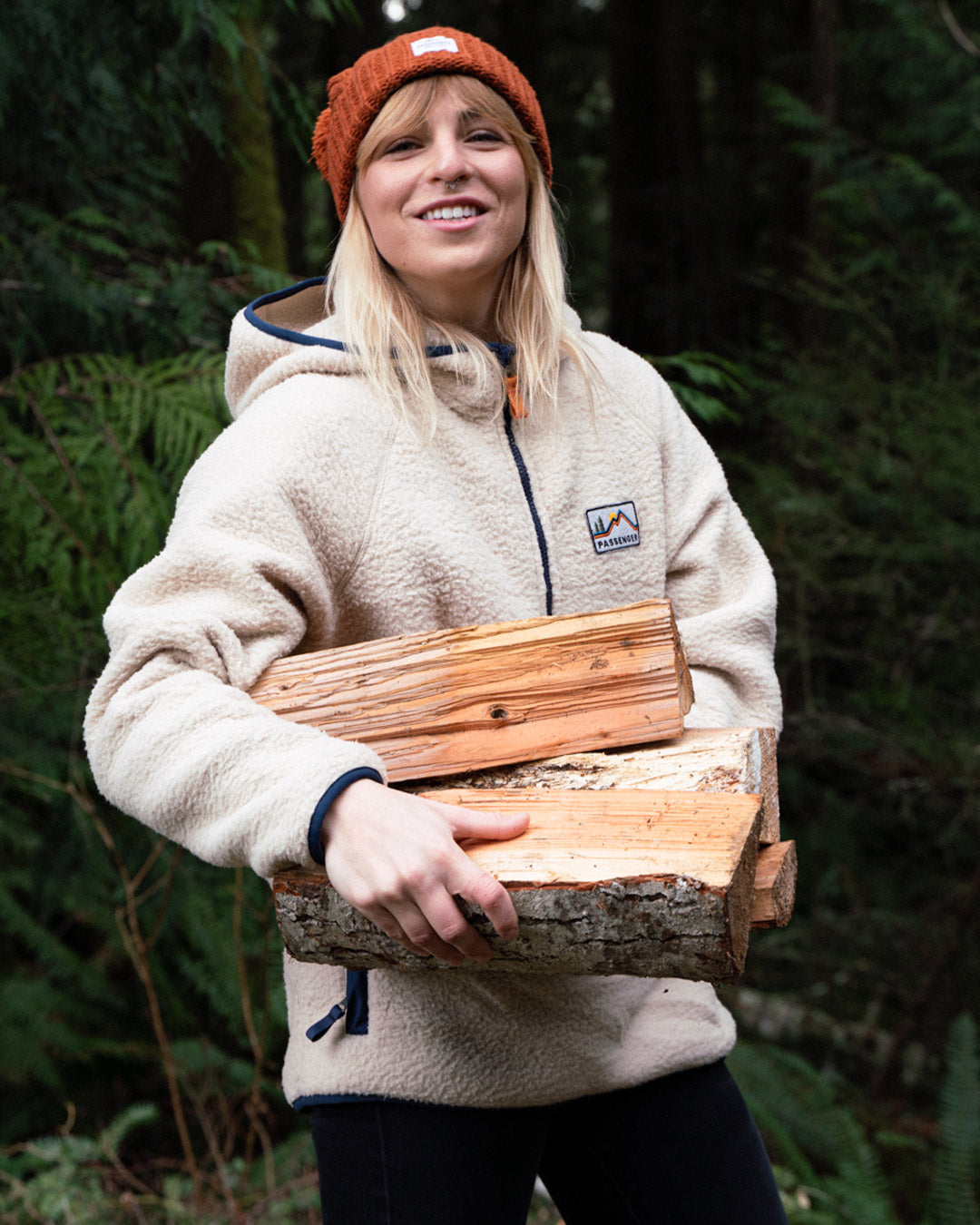 Maine Hooded Recycled Sherpa Fleece - Oatmeal